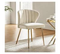 Asiento cómodo Silla de Comedor Terciopelo, Silla tocador pequeña y Moderna con Respaldo, Patas Metal, Elegante Decorativa sin Brazos for Sala Estar(Tan)