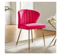 Asiento cómodo Silla de Comedor Terciopelo, Silla tocador pequeña y Moderna con Respaldo, Patas Metal, Elegante Decorativa sin Brazos for Sala Estar(Fuchsia)