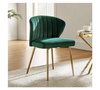 Asiento cómodo Silla de Comedor Terciopelo, Silla tocador pequeña y Moderna con Respaldo, Patas Metal, Elegante Decorativa sin Brazos for Sala Estar(Green)