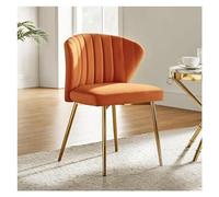 Asiento cómodo Silla de Comedor Terciopelo, Silla tocador pequeña y Moderna con Respaldo, Patas Metal, Elegante Decorativa sin Brazos for Sala Estar(Orange)