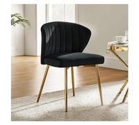 Asiento cómodo Silla de Comedor Terciopelo, Silla tocador pequeña y Moderna con Respaldo, Patas Metal, Elegante Decorativa sin Brazos for Sala Estar(Negro)