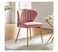 Asiento cómodo Silla de Comedor Terciopelo, Silla tocador pequeña y Moderna con Respaldo, Patas Metal, Elegante Decorativa sin Brazos for Sala Estar(Pink)