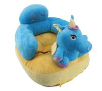 Asiento de apoyo para bebé Sofá de felpa suave Cómodo Forma de animal lindo Ángulo ajustable Base antideslizante para que el bebé aprenda a sentarse Entrenamiento Uso en (Patrón de caballo azul)
