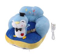 Asiento de apoyo para que el bebé aprenda a sentarse, silla de felpa para infantes con diseño anticaídas, sofá recargable para aprender a sentarse, apto para uso en interiores y (pingüino azul)