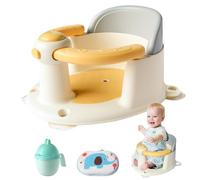 Asiento de bañera para bebé a partir de 6 meses, antideslizante, con 4 ventosas fuertes, asiento ergonómico para ducha o bañera (amarillo)