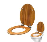 Asiento de baño de madera ovalada - madera moldeada | Tapa alargada con bisagra de acero inoxidable, baño alargado de función alargada, ralentización antimica