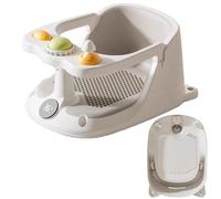 Asiento de baño para bebés a partir de 6 meses, asiento de bañera con fuertes ventosas, asiento de baño antideslizante para bebé con juguetes, silla de baño segura para niños pequeños y niñas y