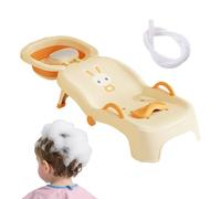 Asiento de baño para lavado de cabello, reclinable compacto azul, tumbona de enjuague para niños, soporte ligero para champú, cojín ergonómico para la cabeza, solución de silla de limpieza azul