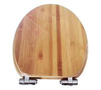 asiento de baño suave cerrado, Asiento de inodoro de bambú de cierre suave con liberación rápida, distancia entre orificios de 12 a 18 cm, varios tamaños(Bamboo - O Type,43 * 36 cm)