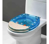 asiento de baño suave cerrado, Asiento de Inodoro de Resina con Tope de Bloqueo Inferior 42x36 cm 13-21 cm Instalación for Inodoro Semicerrado Multicolor(Style-10)