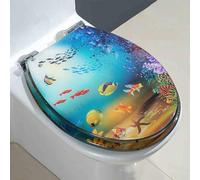 asiento de baño suave cerrado, Asiento de inodoro de resina transparente de cierre lento, apto for inodoros con forma de U, V y O, 34 x 42 cm.(L Style)