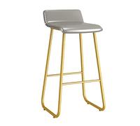 Asiento de Bar de Estilo Antiguo 25.6 Pulgadas Silla de Metal Forjado con Respaldo cómodo y Asientos Acolchados (Gris)