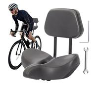 Asiento de bicicleta con respaldo - Piel sintética transpirable 27 x 32 cm | Sillín de gran tamaño | Acolchado de espuma viscoelástica confort protección cadera cintura abrazadera riel universal