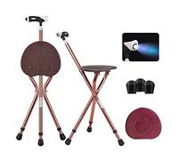 Asiento de caña plegable de 441 libras de capacidad de aleación de aluminio grueso, taburete de 3 patas, asiento de caña de pescar altamente ajustable, bastón alto unisex para ancianos