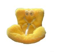 Asiento de coche de muñeca con arnés de seguridad y soporte de ventilación diseñado para figuras de felpa de 10 a 17 cm, interior para exhibición en vehículos (amarillo)