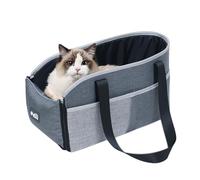 Asiento de coche para consola central, asiento portátil de viaje, cama elevadora con reposabrazos, transportador seguro para mascotas, cojín transpirable con arnés ajustable para paseos en coche
