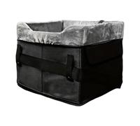 Asiento de coche para perro - Cama elevadora portátil de felpa lavable, asiento de viaje para mascotas con bolsillos de almacenamiento, elevador de seguridad cómodo para vehículos menores de edad