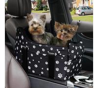 Asiento de coche para perro con correa de seguridad para tapa de reposabrazos grande, asiento elevador para perros pequeños y medianos (hasta 25 libras), asiento de seguridad de viaje para mascotas
