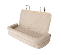 Asiento de coche para perros, cama para perros, transportín para asiento trasero, cesta para perros, cama para gatos y perros pequeños, 135 x 45 cm, negro, beis Oxford