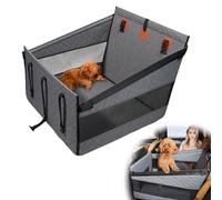 Asiento de Coche para Perros con 4 Correas de Sujeción, Cesta de Seguridad Mascotas Resistente para Coche, Asientos Protector Perro Mediano y Grandes para Camión, Vehículo, RV, Automóvil, Sedán (Gris)