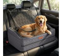 Asiento de coche para perros medianos y grandes, asiento elevador elevado de 4 pulgadas con fijación de seguridad ISOFIX, funda lavable y espuma viscoelástica de alta densidad, portátil para uso