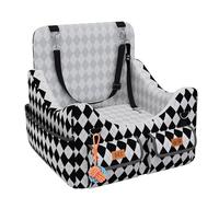 Asiento de coche para perros pequeños/medianos de hasta 35 libras, asiento elevador de espuma viscoelástica con 4 bolsillos, desmontable y lavable con cinturón de seguridad, uso en exteriores e