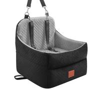 Asiento de coche para perros pequeños/medianos de menos de 35 libras, asientos elevados de espuma viscoelástica con funda extraíble lavable, cama portátil segura para viajes con 2 cinturones de