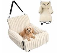 Relaxdays Asiento Coche para Perros pequeños hasta 8 kg, Acolchado, Cama Lavable, 38x48x48 cm, Beige