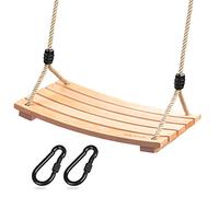 Asiento de Columpio Madera, Columpio Madera con Cuerda de Cáñamo Ajustable Columpio de árbol para Niños y Adultos Juego de Columpio para Juegos de Jardín al Aire Libre en Interiores (17.7 x 9.8 in)
