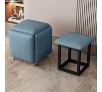 Asiento de cubo 5 en 1 con ruedas giratorias, apilable, taburete anidado, reposapiés móvil, silla rodante para sala de estar, dormitorio, 45 x 45 x 48 cm