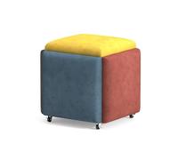 Asiento de cubo 5 en 1 con ruedas giratorias, taburete multifuncional para dormitorio, apilable, otomano, reposapiés móvil, silla rodante, colorido, 35 x 35 cm