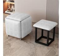 Asiento de cubo con ruedas giratorias, taburetes apilables, reposapiés otomano, silla rodante para sala de estar, dormitorio, 35 x 35 x 38 cm