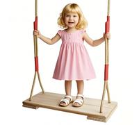 Asiento de cuerda ajustable de madera para niños, juguete de patio de recreo pesado | Columpio colgante en el patio trasero para adolescentes, niños, niñas, adultos, uso familiar, equipo de jardín