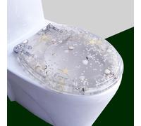 Asiento de inasiento de inodoro de resina,odoro, Asiento de inodoro con cierre suave, resina,Tapa, transparente, liberación rápida(Style E)