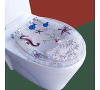 Asiento de inasiento de inodoro de resina,odoro, Asiento de Inodoro, Resina Transparente, Cierre Suave, Liberación Rápida, Forma U, 42cm*36cm(Style O)
