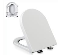 Asiento de inodoro ajustable de cierre suave en forma de D de liberación rápida que nunca se afloja, fácil de instalar, color blanco, ideal para comodidad e higiene, perfecto para baños modernos