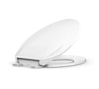 Asiento de inodoro alargado, asiento de inodoro con liberación rápida y fijación rápida, asiento de inodoro de plástico con cierre suave, fácil de instalar y limpiar, color blanco