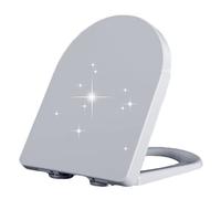 Asiento de Inodoro Alargado de Cierre Lento con Tapa Frontal Cerrada, Color Blanco, fácil de Instalar, plástico PP, Apto para inodoros ovalados, Color Blanco