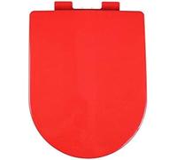Asiento de inodoro alargado de cierre suave con diseño de doble grosor y fácil extracción, forma ovalada, color rojo, mejora sensacional para tu baño