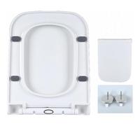 Asiento de inodoro alargado de cierre suave con liberación rápida y bisagras ajustables para una fácil limpieza, cuenco universal en forma de D