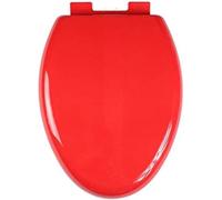 Asiento de inodoro alargado de cierre suave, diseño de doble grosor, fácil extracción, color rojo, silencioso y cómodo