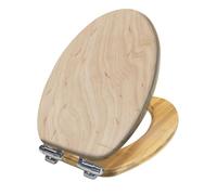 Asiento de Inodoro Alargado de Madera con Tapa Superficie de Madera Natural Textura Ligera bisagras de liberación rápida fácil de Instalar Cierre silencioso Elemento Decorativo para el