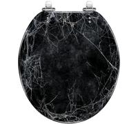 Asiento de inodoro alargado, de resina estilo grunge con calaveras para | Fabricación en resina, diseño de calaveras estilo grunge, forma alargada, hecho para uso doméstico en baños como elemento