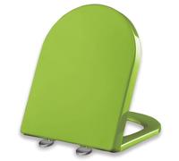 Asiento de Inodoro Alargado en Forma de U, de Polipropileno, Color Verde, con Tapa de Cierre Lento y silencioso y bisagras de liberación rápida. Fácil de Instalar y Limpiar. Bisagras de Acer