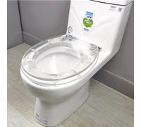 Asiento de inodoro alargado transparente, diseño grueso de cierre lento para inodoros estándar, evita golpes y mejora la seguridad del baño