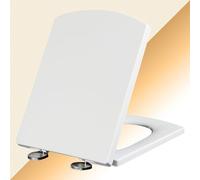 Asiento de Inodoro Asientos de Inodoro Cierre Suave Blanco Inodoro Asiento de Inodoro Cuadrado Cierre Suave Antibacteriano WC Asiento de Inodoro con Tapa-Fijación Superior, Viene con Ajuste Asien