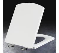 Asiento de Inodoro Asientos de Inodoro Cierre Suave Blanco Inodoro Asiento de Inodoro Cuadrado Cierre Suave Antibacteriano WC Asiento de Inodoro con Tapa-Fijación Superior, Viene con Ajuste Asien