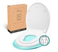Benkstein® Asiento de inodoro para niños y familias (antibacteriano, ovalado, tapa de cierre suave, descenso automático), color blanco