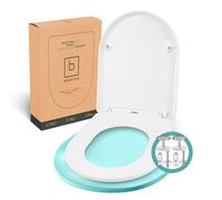 Benkstein® Tapa de inodoro con descenso automático en forma de D, color blanco, antibacteriano, liberación rápida para facilitar la limpieza, fácil montaje, duroplast de urea, extraíble, soporta hasta