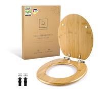 Benkstein® Tapa de inodoro con descenso suave de bambú, antibacteriano, liberación rápida para una fácil limpieza, fácil montaje, resistente y sostenible, tapa de inodoro de madera, extraíble